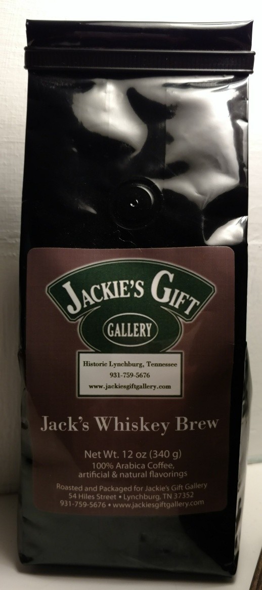 Fresh roasted TN Whiskey flavored coffee, our very own Jacks Whiskey Brew.